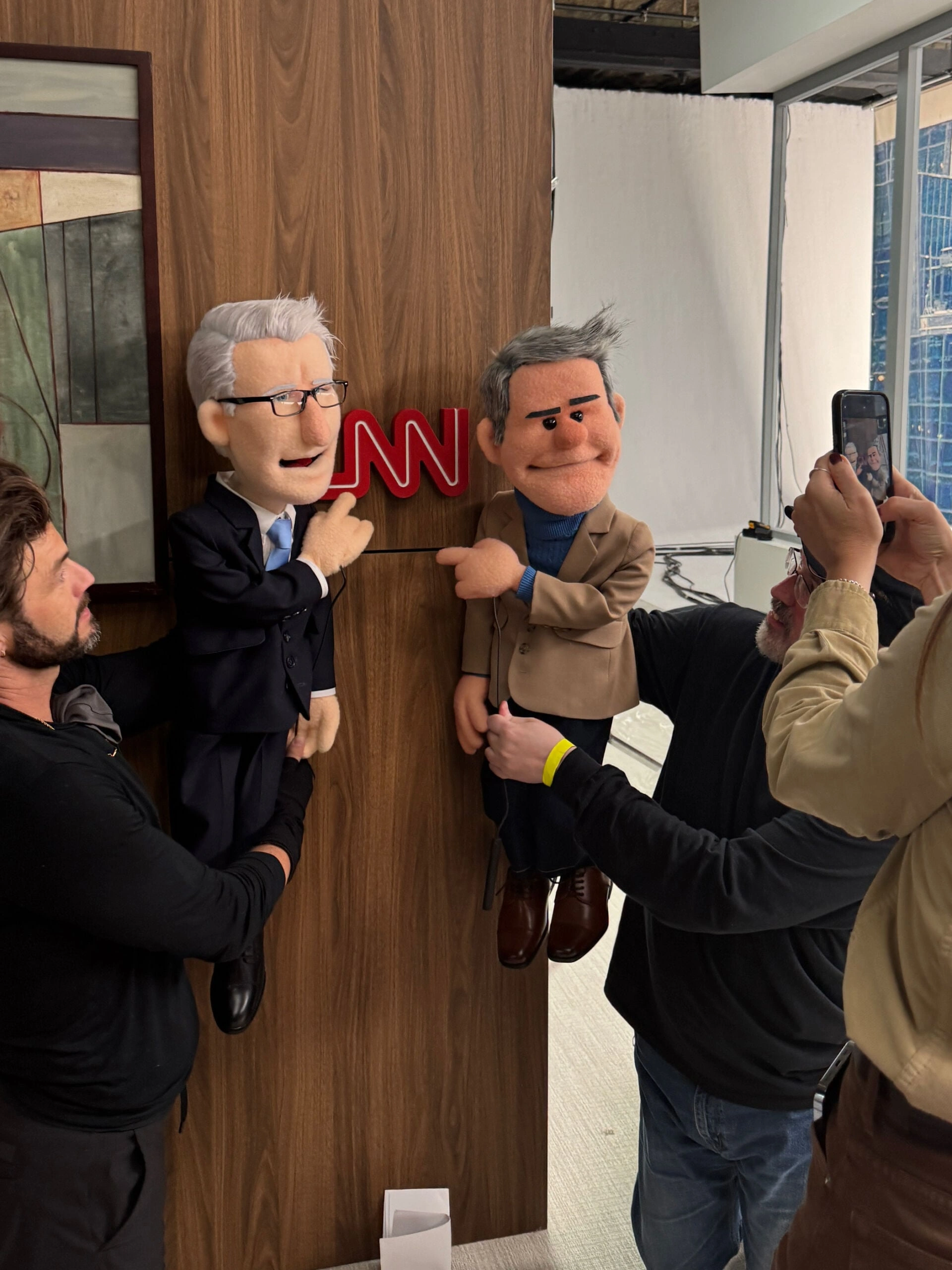 Anderson Cooper and Andy Cohen in CNN office, source: Furry Puppet Studio.